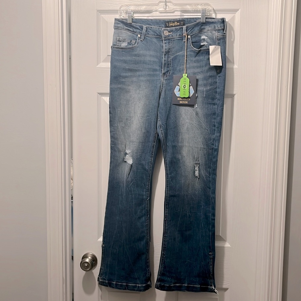 Indigo Rein, size 15, and recycled denim